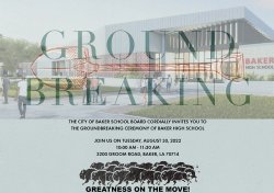 Invite to Groundbreaking Ceremony of Baker High School